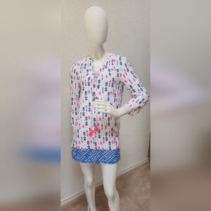 Southern Tide Tunic Dress Pink and Blue Accents Size XS